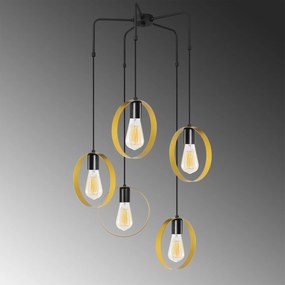 Candeeiro Chandelier Halka – Dourado/Preto – Diâmetro 70 cm, Altura 10
