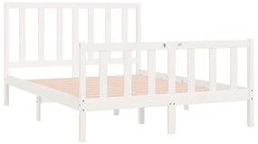 Estrutura de cama dupla pequena 120x190cm madeira maciça branco