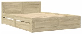 Estrutura cama c/ cabeceira derivados madeira carvalho sonoma