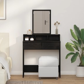 vidaXL Mesa de Maquilhagem com Gavetas Carvalho Preto 79x41x140 cm