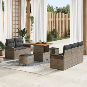 Conjunto de Sofá de Jardim vidaXL de 8 Peças com Almofadas Cinza Ratta