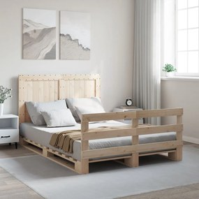 Estrutura de cama com cabeceira 140x200 cm pinho maciço
