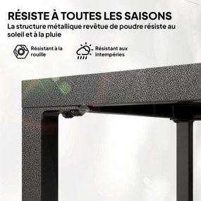 Mesa de centro de exterior de 2 níveis em metal 45 x 45 x 54 cm, mesa de jardim quadrada com prateleira de arrumação, preta