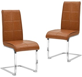 vidaXL Cadeiras jantar cantilever 2pcs couro artif. castanho brilhante