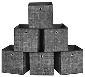 Caixas de armazenamento dobráveis SONGMICS, conjunto de 6 cubos de armazenamento de tecido não tecido, 30 x 30 x 30 cm, organizadores de roupas de brinquedo, preto, RFB006B01