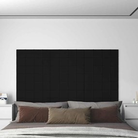 vidaXL Painel de parede 12 pcs 60x15 cm veludo 1,08 m² preto