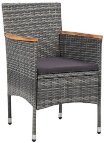 5 pcs conjunto de jantar p/ jardim vime PE e acácia cinzento