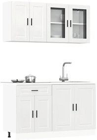 4 peças armário de cozinha conjunto Kalmar branco brilhante