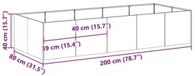 Vaso floreira 200x80x40 cm aço preto