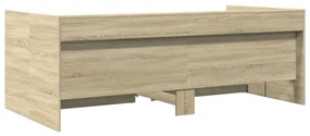 Sofá-cama com gavetas sem colchão 75x190 cm carvalho sonoma