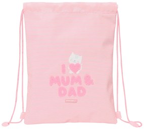 Saco Mochila com Cordas Safta Love Cor de Rosa (26 X 34 X 1 cm)