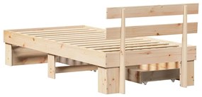 Estrutura da Cama Castanho 90 x 190 cm Madeira de Pinheiro