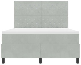Cama Box Spring vidaXL com Colchão e Luz LED Cinza Claro 140x190 cm Ve