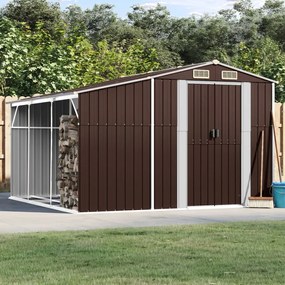 vidaXL Abrigo de jardim 277x279x179 cm aço galvanizado castanho