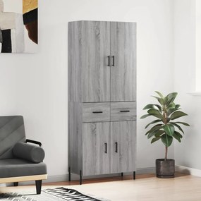 vidaXL Armário alto 69,5x34x180 cm derivados de madeira sonoma cinza