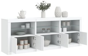 Aparador com luzes LED 181,5x37x67 cm branco