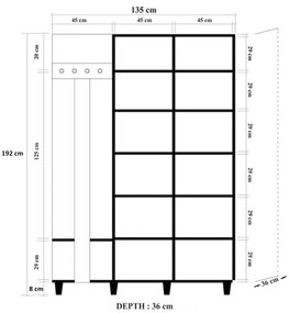 Hall Stand Garmanto – Carvalho Sonoma – 135 cm x 192 cm x 36 cm