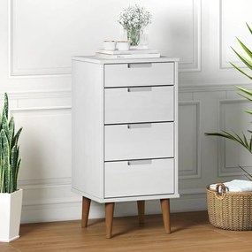 350502 vidaXL Armário de gavetas MOLDE 40x35x82 cm pinho maciço branco