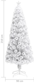 Árvore Natal artificial pré-iluminada 210 cm fibra ótica branco