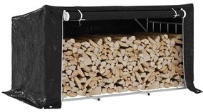 vidaXL Rack de lenha tampa chuva 200,5x100,5x110,5 cm aço galvanizado