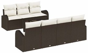 Conjunto de Sofás de Jardim de 8 Peças com Almofadas Marrom Rattan Pol