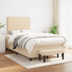 Cama boxspring com colchão 120x190 cm tecido cor creme