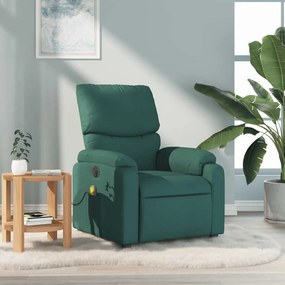 Poltrona de massagens reclinável tecido verde-escuro
