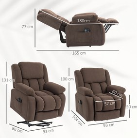 Poltrona elevatória elétrica, poltrona relaxante elétrica com função de massagem e aquecimento, 93 x 104 x 100 cm, castanho
