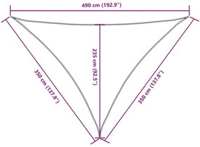 Para-sol vela tecido oxford triangular 3,5x3,5x4,9 m laranja