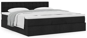 Estrutura de cama otomana com colchão 160x200 cm tecido preto
