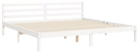 Estrutura de cama com cabeceira 200x200cm madeira maciça branco