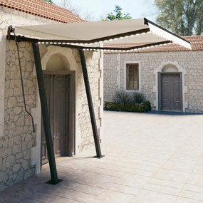 vidaXL Toldo retrátil manual com LED 3x2,5 m cor creme
