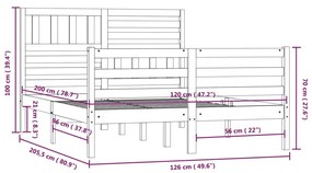 Estrutura de cama 120x200 cm madeira maciça branco