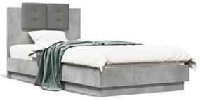 vidaXL Estrutura de cama c/ cabeceira deriv. madeira cinzento cimento