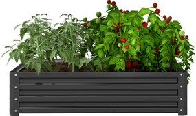 Floreira de horta quadrada em aço galvanizado, 120 x 120 x 30 cm, cinzento