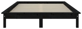 Estrutura de cama de casal 135x190 cm pinho maciço preto