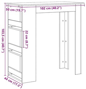 Mesa de bar com prateleira 102x50x103,5 cm carvalho preto