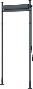 Toldo manual retrátil com suporte 120 L x 220-310 A cm, comprimento ajustável, manivela, instalação sem perfuração, metal de alumínio, poliéster cinze