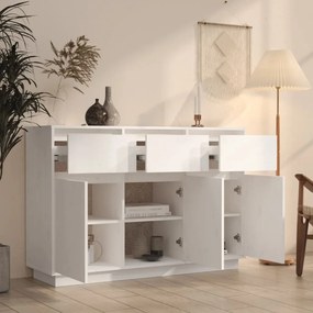 Aparador 110x34x75 cm madeira de pinho maciça branco