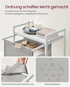 Cesto para roupa suja 65 L,  50,1 x 33,1 x 72,1 cm com prateleira em tecido Oxford cinzento