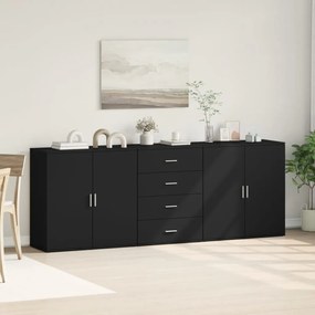 Aparadores 3 pcs derivados de madeira preto