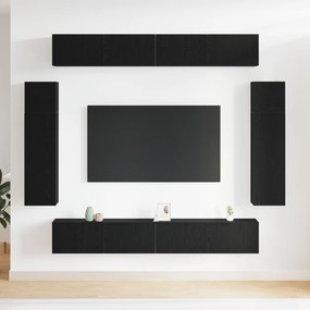 Conjunto de Armário de TV de 8 Peças Montado na Parede Carvalho Preto