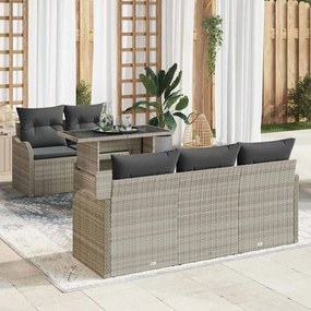 vidaXL Conjunto de Sofá de Jardim 6 pcs Cinzento-claro vime PE