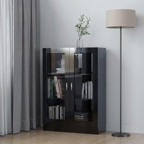 vidaXL Armário vitrine 82,5x30,5x115 cm contraplacado preto brilhante
