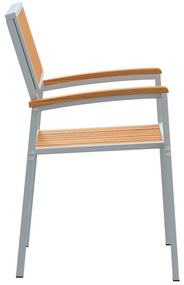 Conjunto de Cadeiras de Jardim Empilháveis 6 pcs Cinza Aço e Madeira d