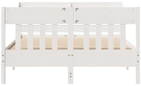 Cama sem colchão 140x190 cm madeira de pinho maciça branco