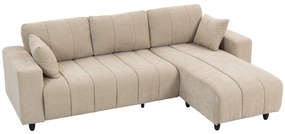 HOMCOM Sofá Chaise Longue Reversível Sofá de Canto em Forma de L de 3 Lugares 2 Almofadas Estofado em Linho 242x156x87 cm Bege | Aosom Portugal