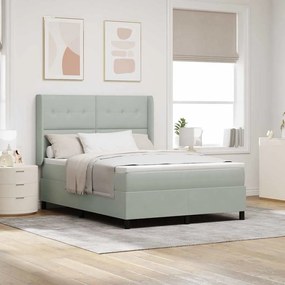 vidaXL Cama Box com cabeceira Cinzento-claro 140 x 190 cm Veludo