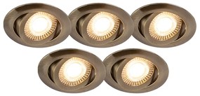 Conjunto de 5 focos embutidos modernos bronze com LED regulável em 3 níveis - Mio Moderno
