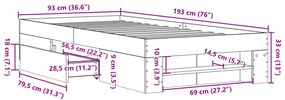 Estrutura de cama 90x190 cm derivados de madeira preto